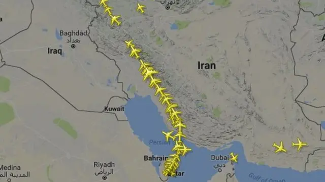 Websiteka FlightRadar24 oo tiknoolajiyad adeegsanaya ayaa muujiyay in ay marinno koobaan adeegsanayaan duuliyeyaasha diyaaradaha Qatar Airways ee safarka galay subaxnimadii Talaadadan.