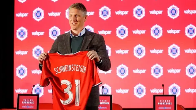 Bastian Schweinsteiger lors de la conférence de presse de présentation à Chicago Fire, son nouveau club