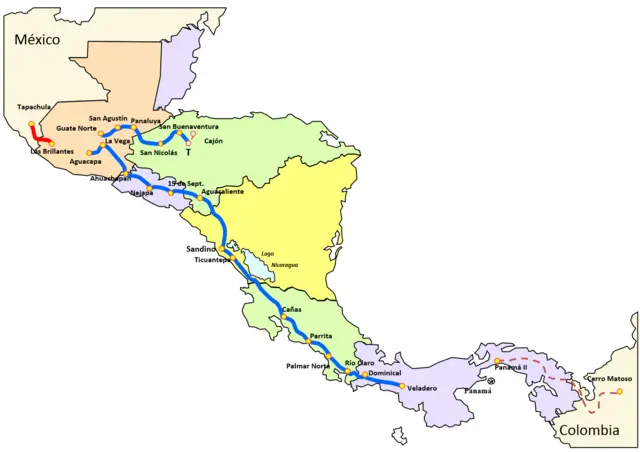 Panamá, Costa Rica, Nicaragua, El Salvador, Honduras y Guatemala están unidos por una red eléctrica de 1.800 kilómetros de longitud.