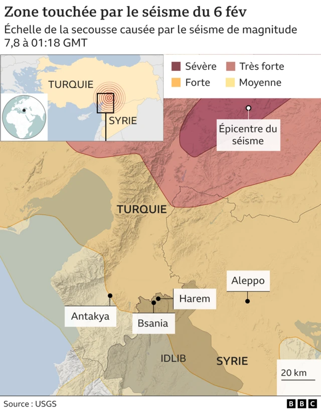 Zone touchée par le séisme