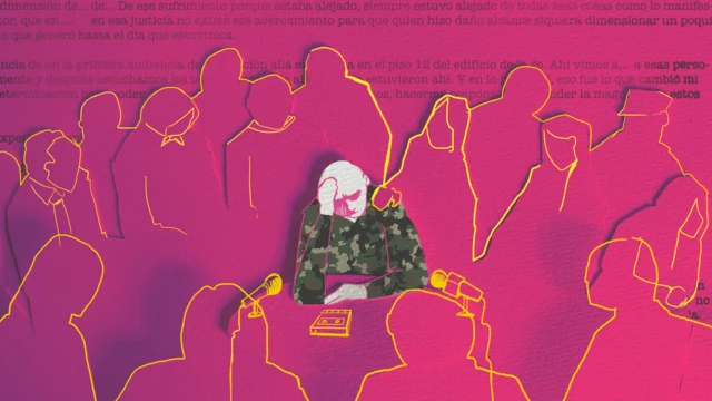 ilustración militar hablando y rodeado de pesonas