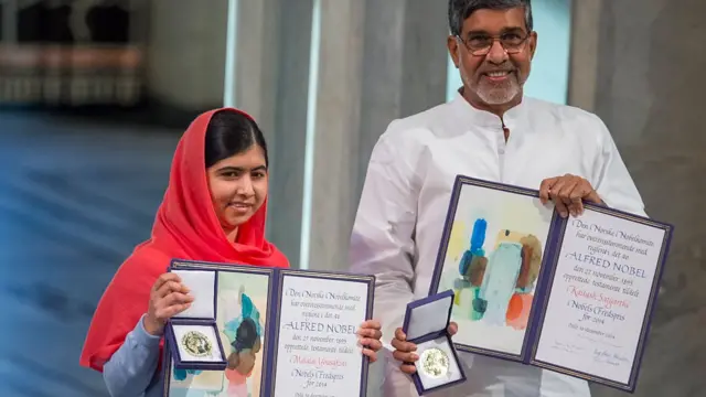 કૈલાશ સત્યાર્થી સાથે મલાલા યૂસૂફજઈની તસવીર