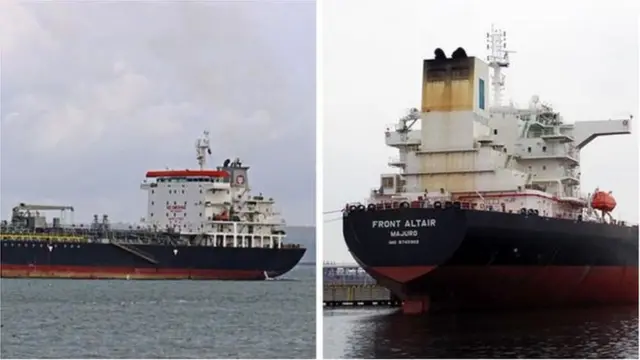 တိုက်ခိုက်ခံရတဲ့ သင်္ဘော နှစ်စီး