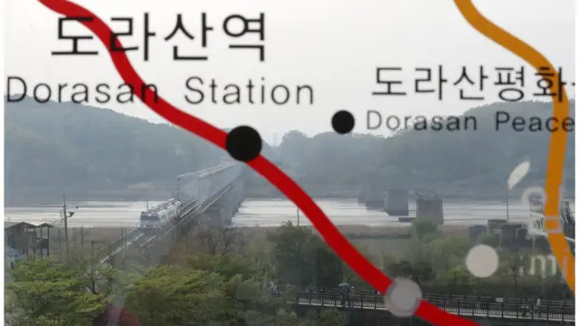 도라산역이 표기된 철도 지도