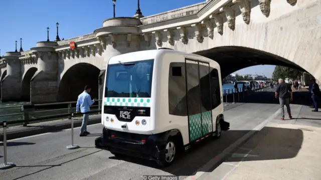 Autonomous vehicles like this driverless passenger pod in Paris are being rolled out in cities across the world