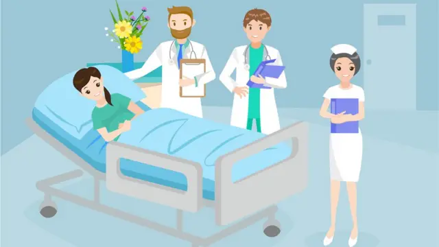 Dibujo de una habitación de hospital