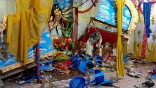 হাজীগঞ্জে বেশ কয়েকটি মন্দিরে হামলার ঘটনা ঘটে।