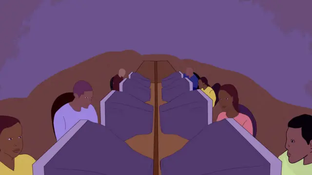 illustration of people sitting in an internet cafe