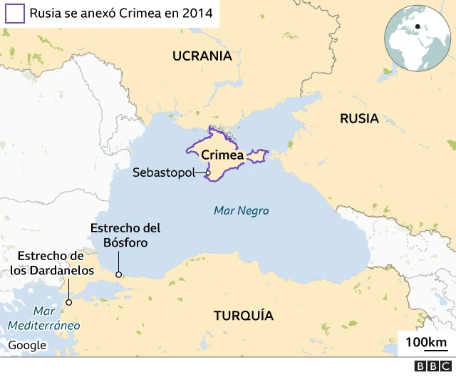 Mapa de los estrechos de los Dardanelos y el Bósforo