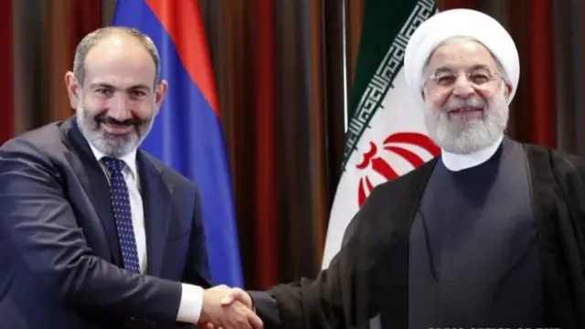 حسن روحانی و نیکول پاشینیان در نیویورک. آقای پاشینیان گفته است اگر دوباره نخست‌وزیر ارمنستان شود، سطح روابط با ایران را گسترش خواهد داد