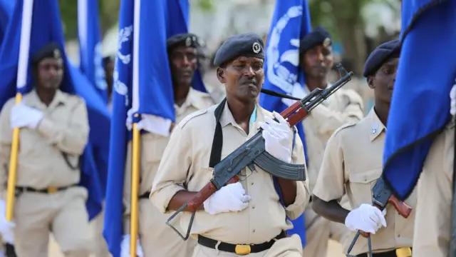 Sawirka ciidmada ka tirsan booliska Soomaaliya.