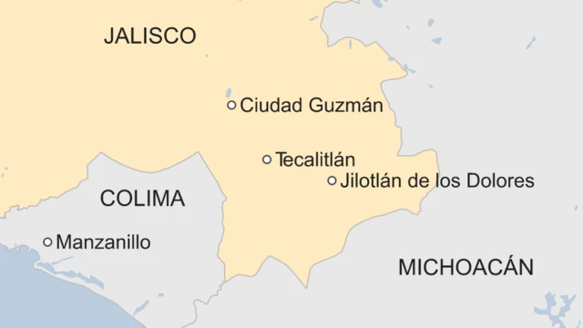 Mapa del sur de Jalisco