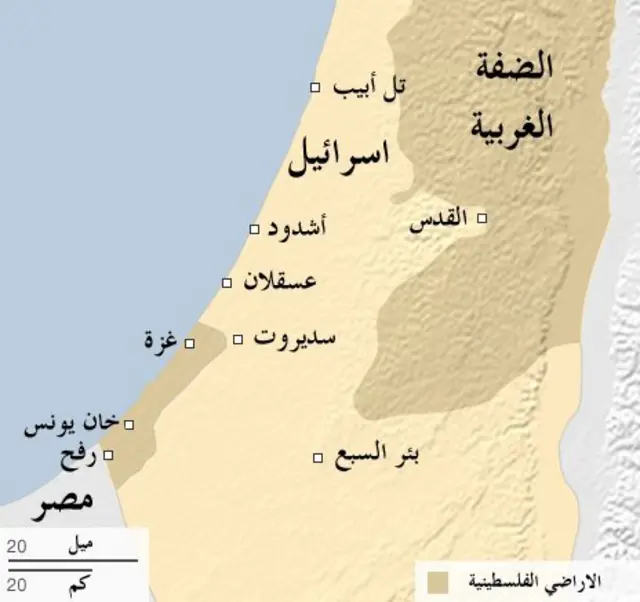 خريطة لفلسطين وإسرائيل