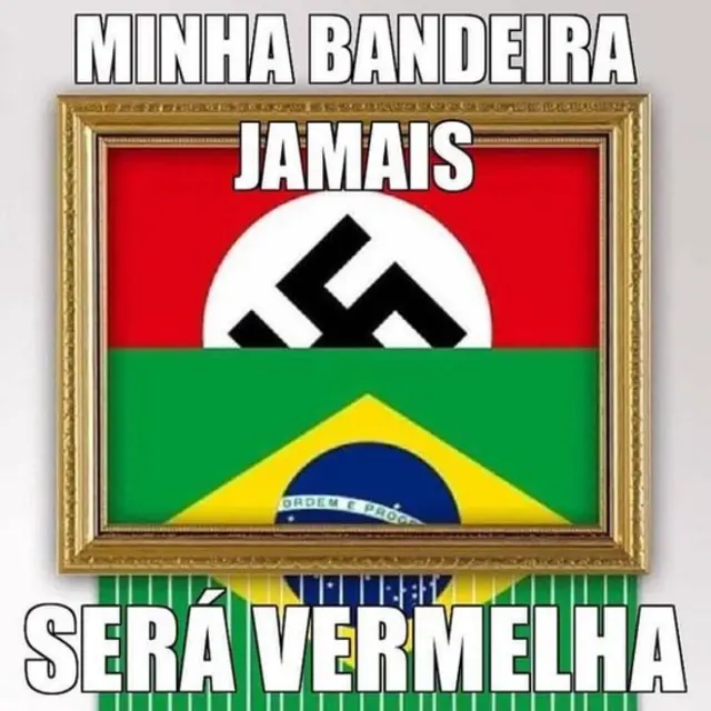 Bandeira nazista por trás da brasileira