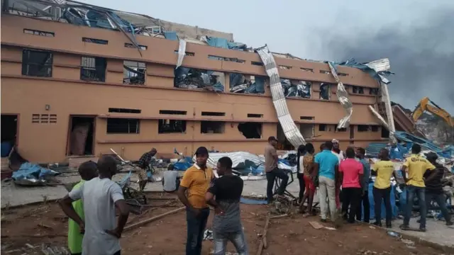 Ọkan lara awọn ile to wa ninu ọgba ileewe Bethlehem ti ibugbamu naa fọwọ ba niyii.