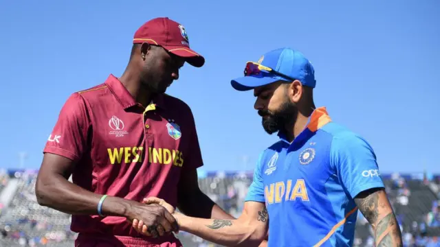 વિન્ડીઝ સામેની મૅચના ટૉસનું દૃશ્ય