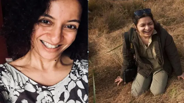 সাংবাদিক প্রিয়া রামানি (বামে) এবং প্রেরণা সিং বিন্দ্রা।