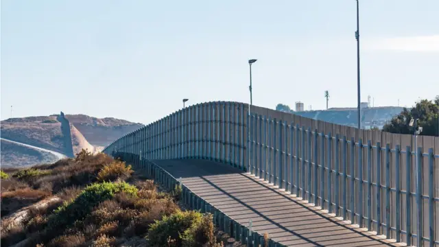 A section of the border wall between San Diego, California and Tijuana, Mexico