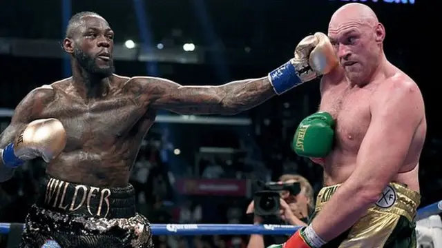 Deontay Wilder and Tyson Fury during their fight in Los Angeles in December 2018