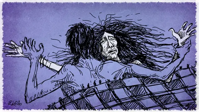 పడకపై భార్యతో ఒక పురుషుడు