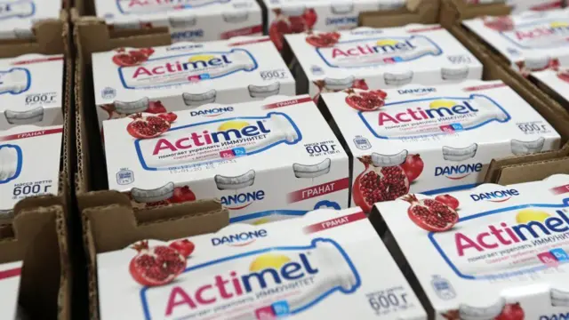 Productos elaborados en una las plantas de Danone en Rusia, en la localidad de Chekhov.