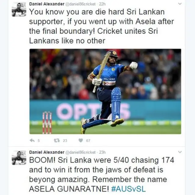 ඩැනියෙල් ඇලෙක්සන්ඩර් ගේ ට්විටර් පණිවුඩ