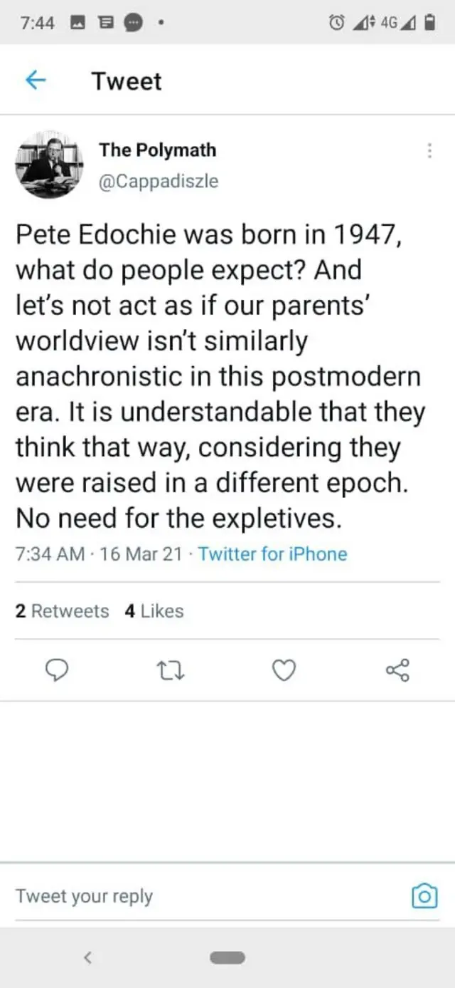 Screenshot of reactions