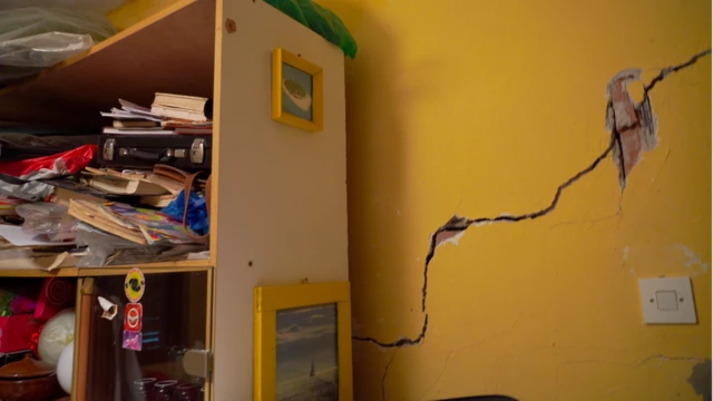 Pukotina na zidu u kući Verice i Miroljuba Živkovića, selo Metovnica kod Bora