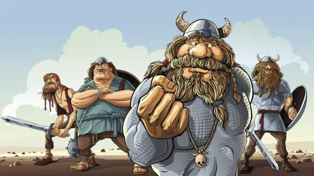 Викинг, показывающий кулак.