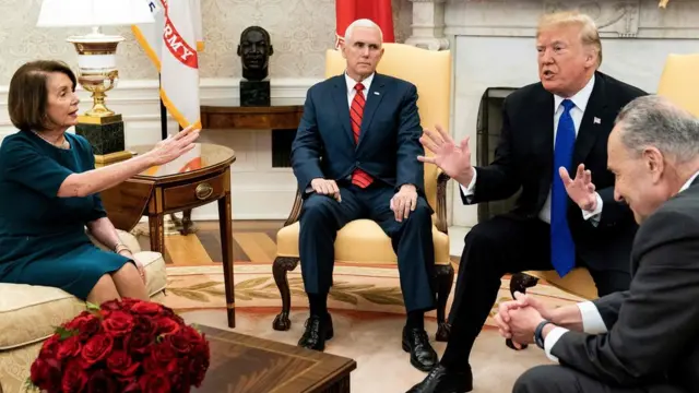 Reunión en la Casa Blanca el pasado 11 de diciembre para discutir sobre la financiación del muro en la frontera sur