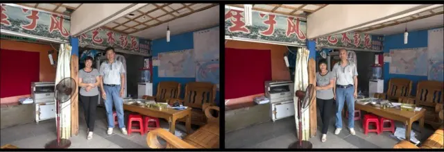 許永揚拍攝中國人的照片，然後與對方換衣，拍攝一張相似的照片。