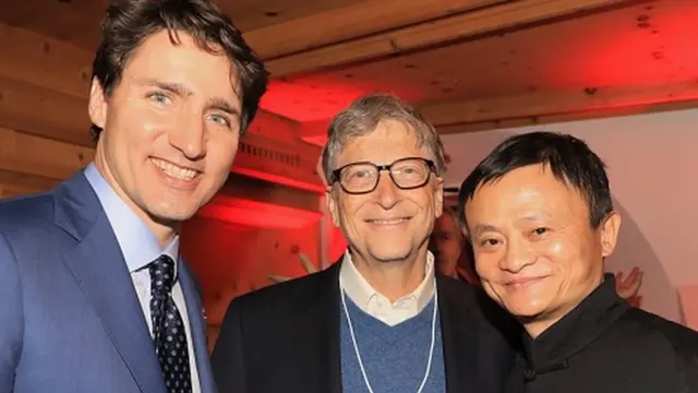 కెనడా ప్రధాని జస్టిన్ ట్రూడో, బిల్ గేట్స్,జాక్ మా