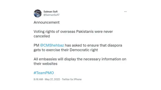 اوورسیز پاکستانی، ووٹ، حق