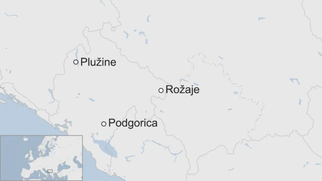 Мапа са означеним положајем Рожина и Плужаја