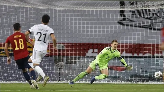 Ferran Torres completes his hat-trick for Spain against Germany