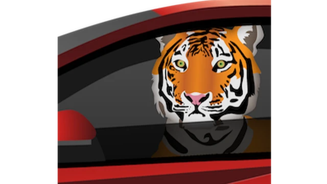 эмотикон с тигром в машине