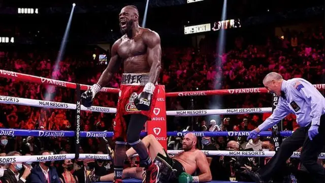 Deontay Wilder knocks down Tyson Fury