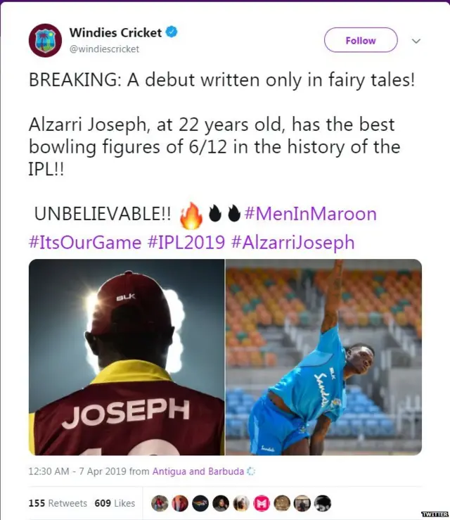 विंडीज क्रिकेटचं ट्वीट