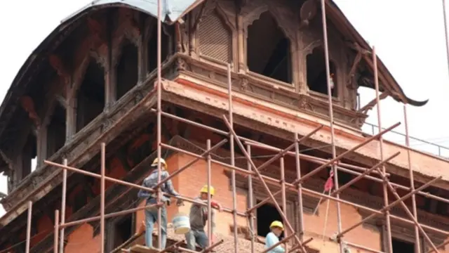 पुनर्निर्माण भइरहेको काठमाण्डूको नौ तले दरबार