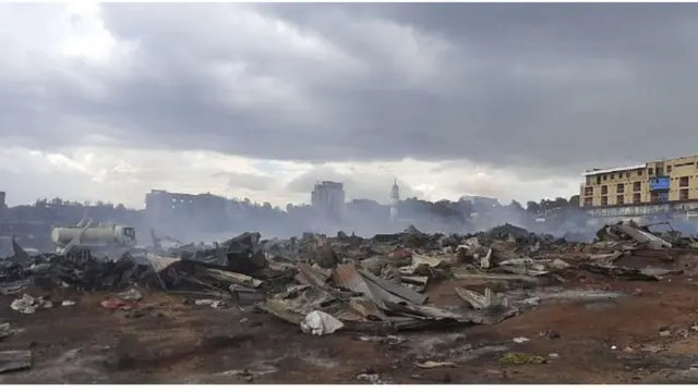 በወላይታ ሶዶ ከተማ "መርካቶ ገበያ" የደረሰው ቃጠሎ