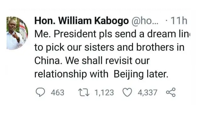 Hon. William Kagogo/Twitter
