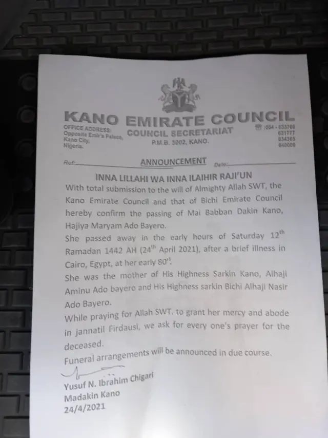 Sanarwar Gwamnatin Kano