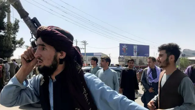 Taliban fighters at the airport