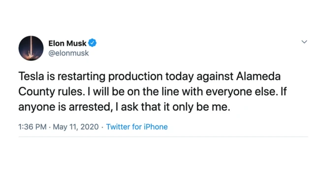 tweet from Elon Musk