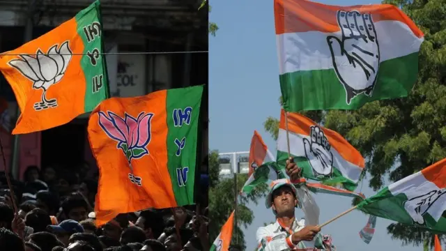 ભાજપ-કૉંગ્રેસના ઝંડા