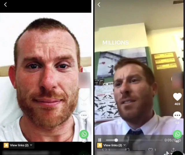 Fotos de pantalla de Tom Rogers en TikTok