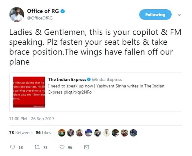 அழிவுப்பாதைக்கு வழி அமைத்துவிட்டார் அருண் ஜேட்லி: யஷ்வந்த் சின்ஹா கடும் தாக்கு