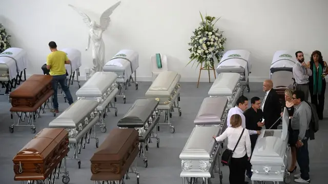 Ataúdes de víctimas mortales del accidente de avión
