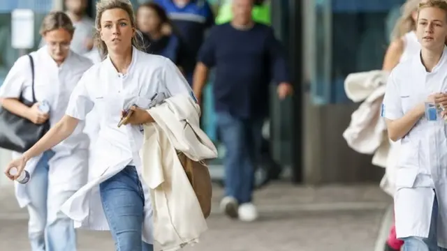 Stuff running out of Rotterdam's Erasmus Medical Center. Photo: 28 September 2023