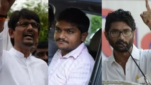 अल्पेश ठाकुर, हार्दिक पटेल और जिग्नेश मेवाणी